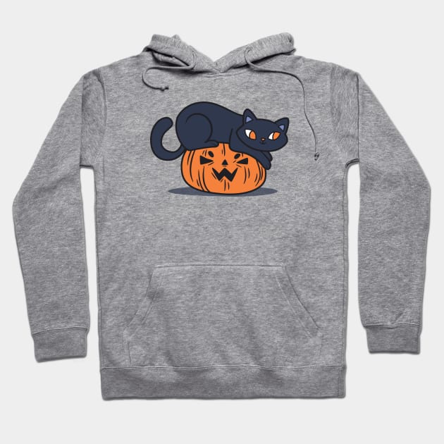 Black Cat on Pumpkin Hoodie by JS Arts